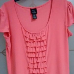 Coral Ruffled Blouse